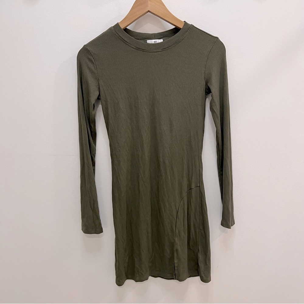 BP ribbed fabric olive dress for girls